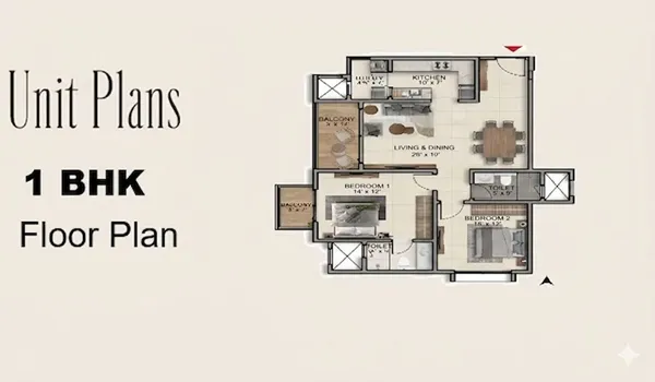 Prestige Clover Dale 1 BHK Floor Plan