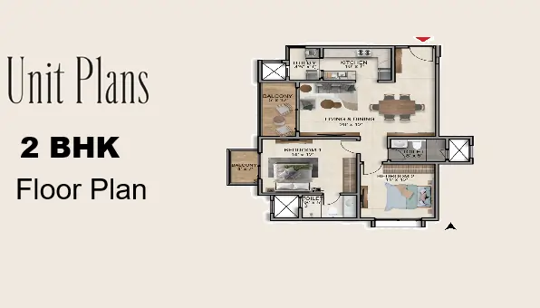 Prestige Clover Dale 2 BHK Floor Plan