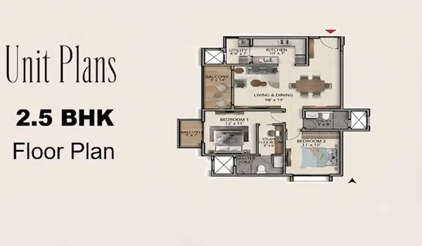 2.5 BHK Floor Plan