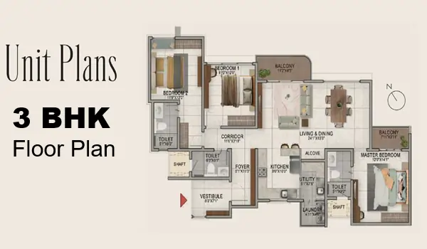 Prestige Clover Dale 3 BHK Floor Plan